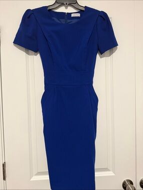 Calvin Klein Cobalt Sheath Midi Dress